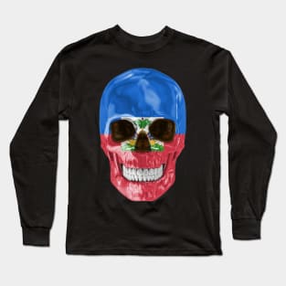 Haiti Flag Skull - Gift for Haitian With Roots From Haiti Long Sleeve T-Shirt